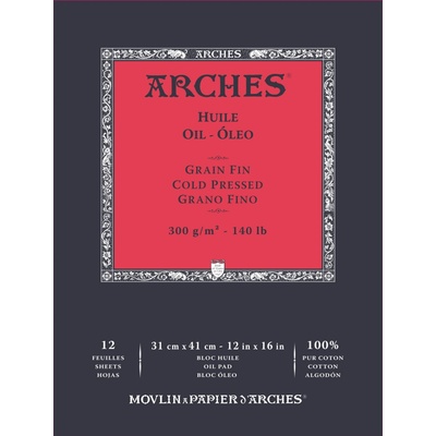 Arches Blok papierov na olejomaľbu Huile CP 300 g/m² 23 × 31 cm 12 listov23 × 31 cm