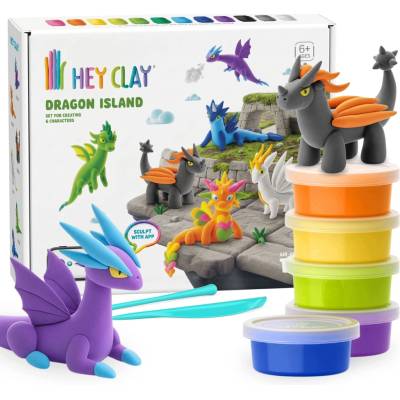 Hey Clay Ostrov drakov SADA modelovacej hmoty plastelína + PRÍSLUŠENSTVO