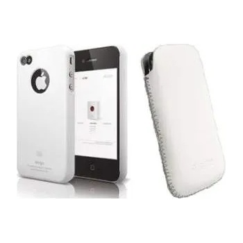 Krusell DONSö + Elago S4 - кожен калъф и твърд кейс за iPhone 4/4S (бял)