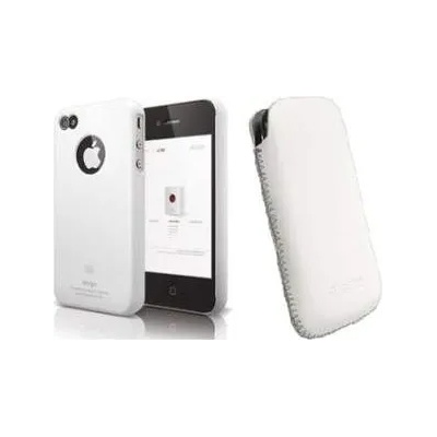 Krusell DONSö + Elago S4 - кожен калъф и твърд кейс за iPhone 4/4S (бял)