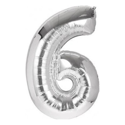 IMPAP Fóliový balónek 40 cm číslice 6 stříbrný 24226