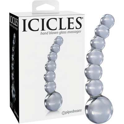Icicles No. 66 - извити, сферични, стъклени дилдо (прозрачни)