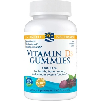 Nordic Naturals Vitamin D3 Gummies 1000 IU [60 желирани бонбони] Горски плодове