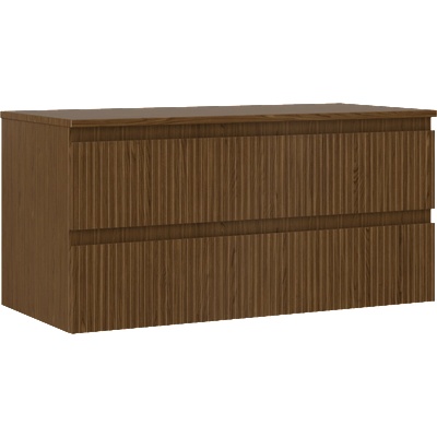 Rivel шкаф за баня под умивалник 100 cm с плот, 2 чекмеджета, рифелована, орех - 91A20-10047-2-BFFC86 (91A20-10047-2-BFFC86)