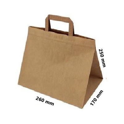 Papírová taška 26x17x25 Takeaway nosnost 5 kg cena za: Svazek 25 ks tašek, Barva: Hnědá