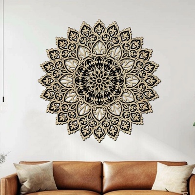 dřevo života 3 vrstvá mandala HARMONIE DUŠE Zvolte rozměr (cm): 60x60, Zvolte barevný dekor: javor-černá