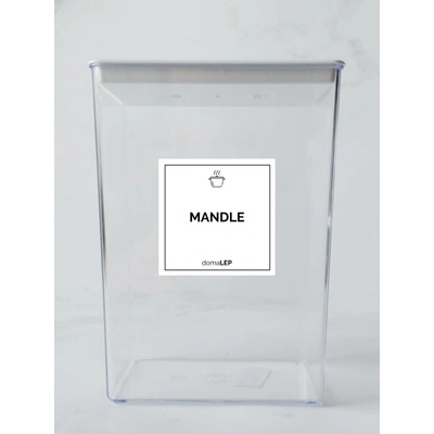 DomaLEP MANDLE MLETÉ bílá samolepka na dózu tučné písmo 5 x 5 cm