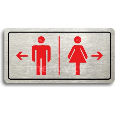 ACCEPT Piktogram WC MUŽI VLEVO, WC ŽENY VPRAVO - stříbrná tabulka - barevný tisk