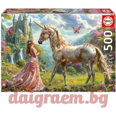 Educa Пъзел educa 20243 - 500 части - Феи, еднорози и пеперуди (edu20243)