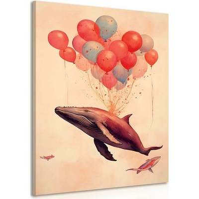 Obraz zasněná velryba s balony - 80x120