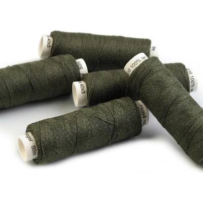 Nitě lněné knoflíkové 50 m 687 zelená khaki