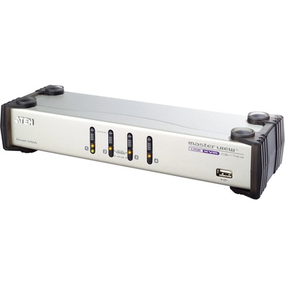 ATEN KVMP превключвател, ATEN CS1744, 17 порта, USB, VGA, Audio, RJ-11, Черен/Сребрист (ATEN-CS1744C-AT)
