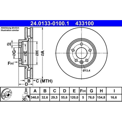 Brzdový kotouč ATE 24.0133-0100.1