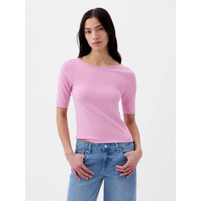 GAP Tričko s lodičkovým výstřihem crop Růžová