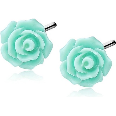 Lunica stříbrné náušnice TYRKYSOVÝ KVĚT 0041