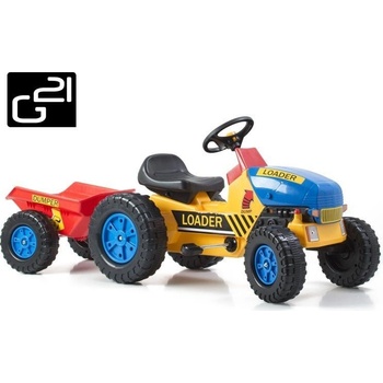 Classic Šlapací traktor G21 s vlečkou žluto/modrý