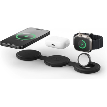 Satechi OntheGo 3-in-1 MagSafe Qi2 Foldable Pad - преносима тройна поставка (пад) за безжично зареждане за iPhone с MagSafe, Apple Watch, AirPods и Qi съвместими мобилни устройств