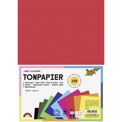 folia Цветна хартия A4, 130 g, 10x10 листа, FOLIA, смесени цветове 605 (605)