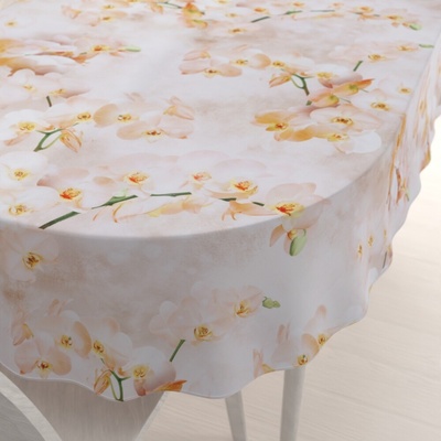 Biante Teflónový oválny obrus TF-045 Orchidey na béžovom 120x140cm