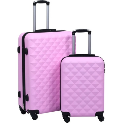 vidaXL Комплект твърди куфари с колелца, 2 бр, розов, ABS (92429)
