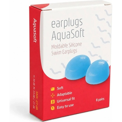 Earplugs AquaSoft Špunty do uší do vody, 6 párů
