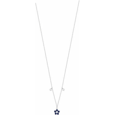 LUCA BARRA Steel Necklace With Flower Pendant With Blue Zircon Petals