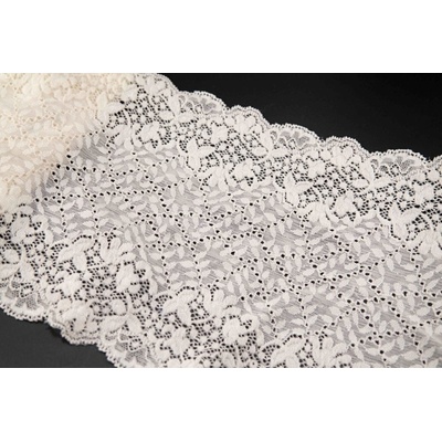 Elastická krajka, vsadka - smetanová - šírka 17 cm