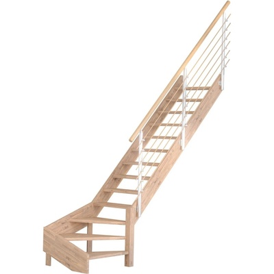 StarWood Schody Mykonos Pro dubové pravé 90cm otevřené design.dřev.zábradlí