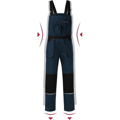 MALFINI Pracovné nohavice s trakmi pánske - Woody W02 tmavomodrá