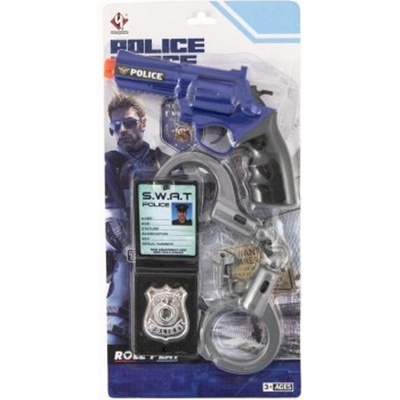 Teddies Policajná sada plast pištole Klapač 18x13cm + putá + odznak na karte 18x38x4cm Cena za 1ks