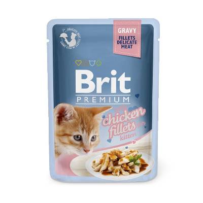 Brit Premium Cat kapsička Delicate Fillets in Gravy with Chicken for Kitten 85g (kuracie)