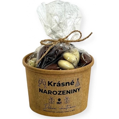 Nutworld Mandle tříbarevné v celofánku a Eko kelímku K narozeninám 200 g
