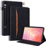 Samsung Galaxy Tab S11 Ultra - Кожен калъф с Джоб за карти, Джоб за писалка, Стойка и Протектор (Черен, Червен, Кафяв, Син, Зелен)