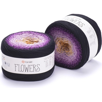 Yarn Art příze Flowers 303 hořčicová, fialová, černá