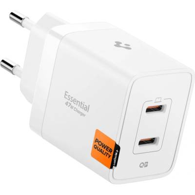 Spigen Зарядно за стена Spigen Essential (EE472EU) - 2x Type-C, 47W - Бяло