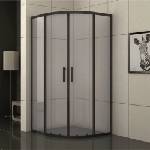 Inter Ceramic Полукръгла душ кабина Inter Ceramic с плъзгащи се врати 80x80 см матово черно - опушен прозрачен (285B/80NEW EASY ASSEMBLE)