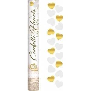 GoDan Confetti pneumatic gold and white hearts 40cm