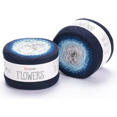 Yarn Art příze Flowers 261 šedá, modrá, černá
