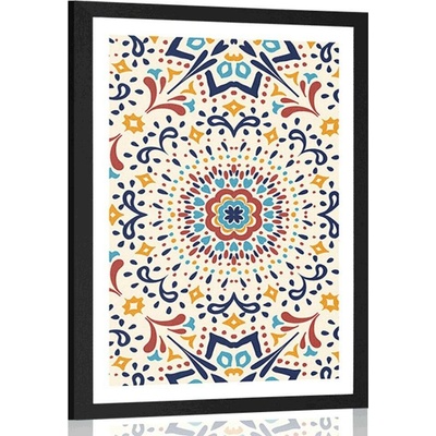 Plakát s paspartou jedinečný etnický vzor - 30x45 silver