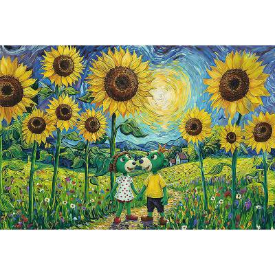 Trefl - Puzzle Treflik family: A walk among sunflowers - 100 piese