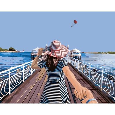 ZUTY Malování podle čísel ŽENA NA MOLU 80 x 100 cm