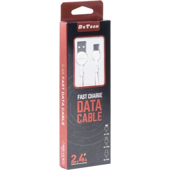 Image 1 of DeTech Кабел за данни DeTech DE-C35C, Type-C, 1.0m, Бял - 40190