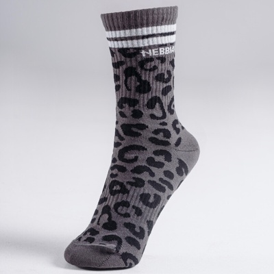 Nebbia dámske ponožky Primal Leopard Crew Socks 106 black leopard