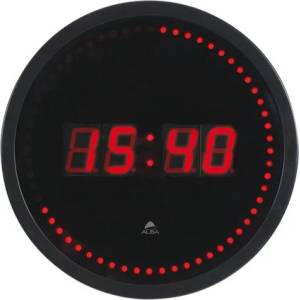 Alba Стенен часовник с LED дисплей, 30 см, ALBA "Horled", черен HORLED (HORLED)