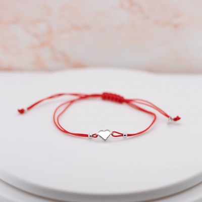 Lillian Vassago šňůrkový náramek se zlatým srdíčkem LLV90-NS002W Červená