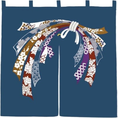 Japonská látková stěna Noren - Ao Ribbon, 85 cm x 90 cm