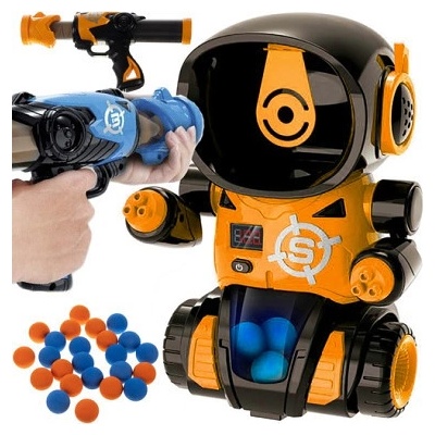 Kruzzel 21833 Strieľajúca hra robot 2 pištole na penové loptičky a terč v tvare robota
