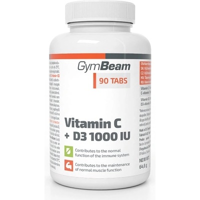 GymBeam Vitamin C + D3 1000 IU, 90 Tablets