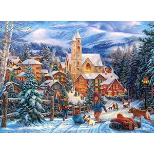 Castorland - Puzzle Sledding in Town - 300 piese