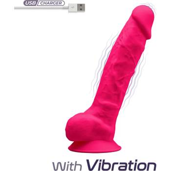 SilexD Model 1 Vibrating Premium Silicone Dual Density Dildo 8" Pink